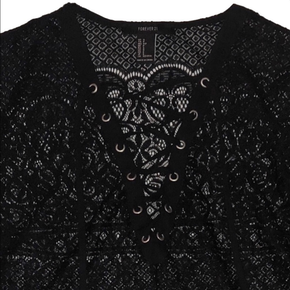 Lace Up Long Sleeve Top - Picture 1 of 3